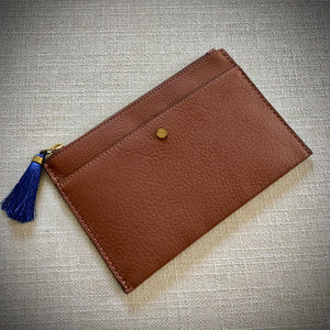 J. Crew NWT Medium Signet Leather Pouch in Brown